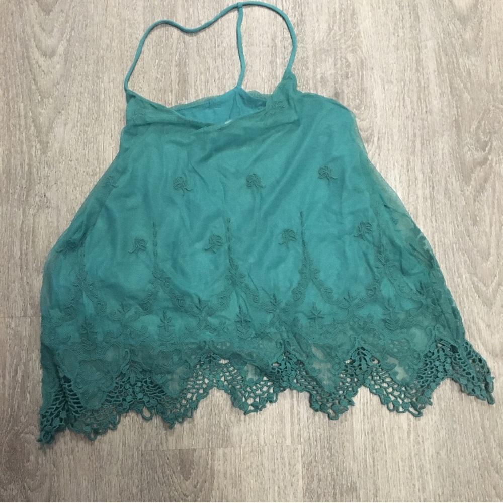 Pins And Needles Emerald Green Crochet Tank Top